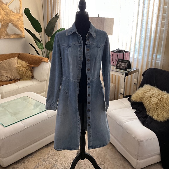 YK2 NEWPORT News jeanology  100% cotton fitted Denim dress/ jacket size 10 ♥️ - Picture 1 of 15
